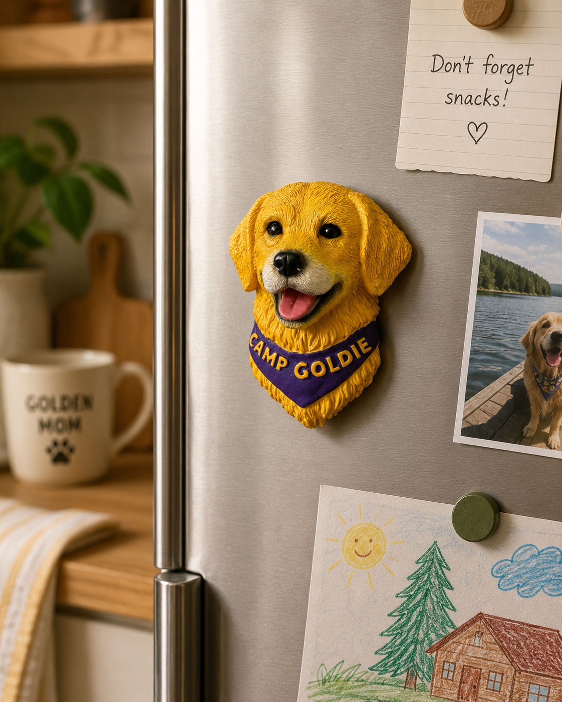 Camp Goldie Golden Retriever 3D Fridge Magnet
