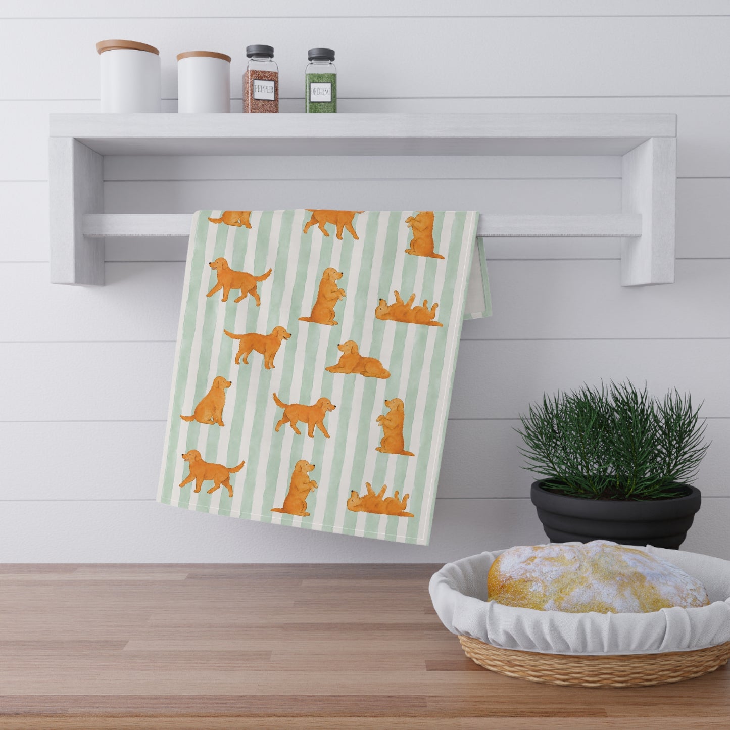 Red Golden Retriever Tea Towel