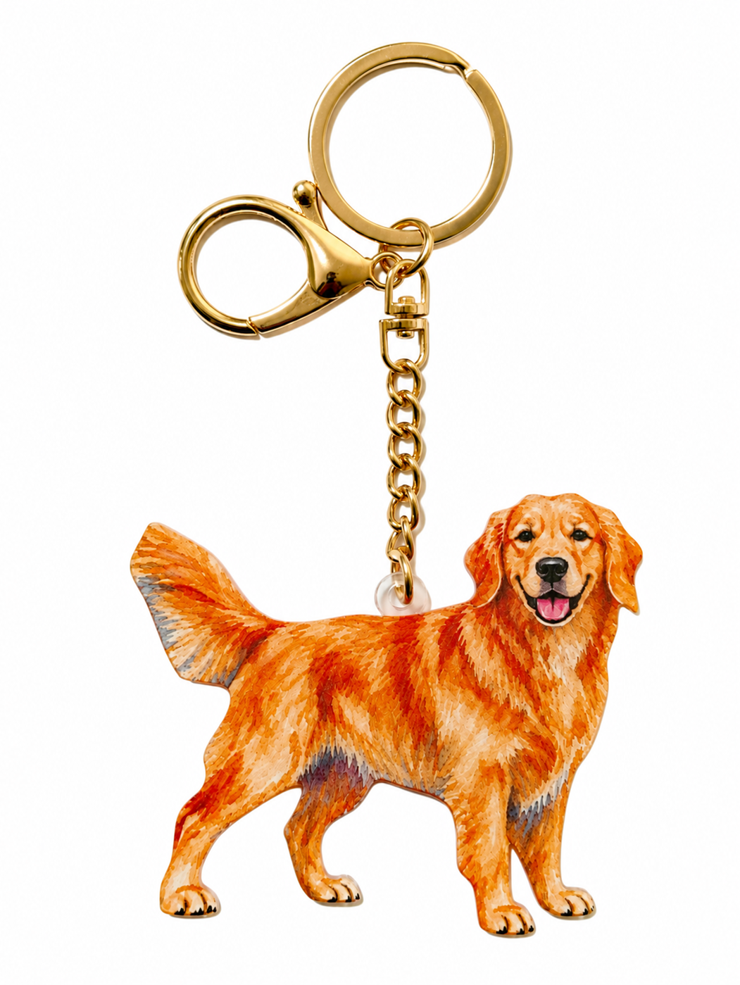 Acrylic Red Golden Retriever Keychain Bag Charm