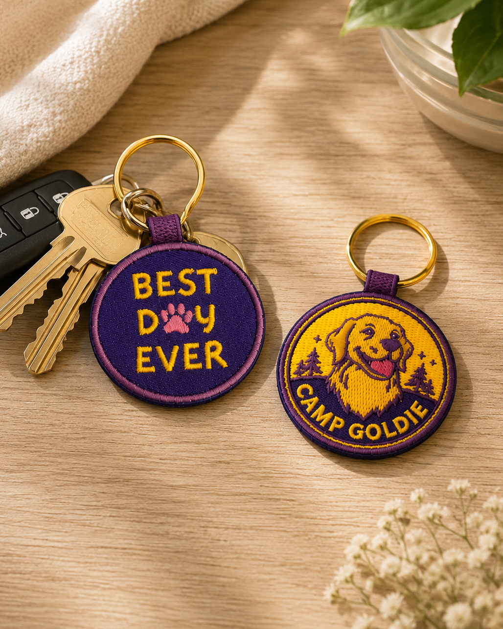 Camp Goldie "Best Day Ever" Embroidered Keychain