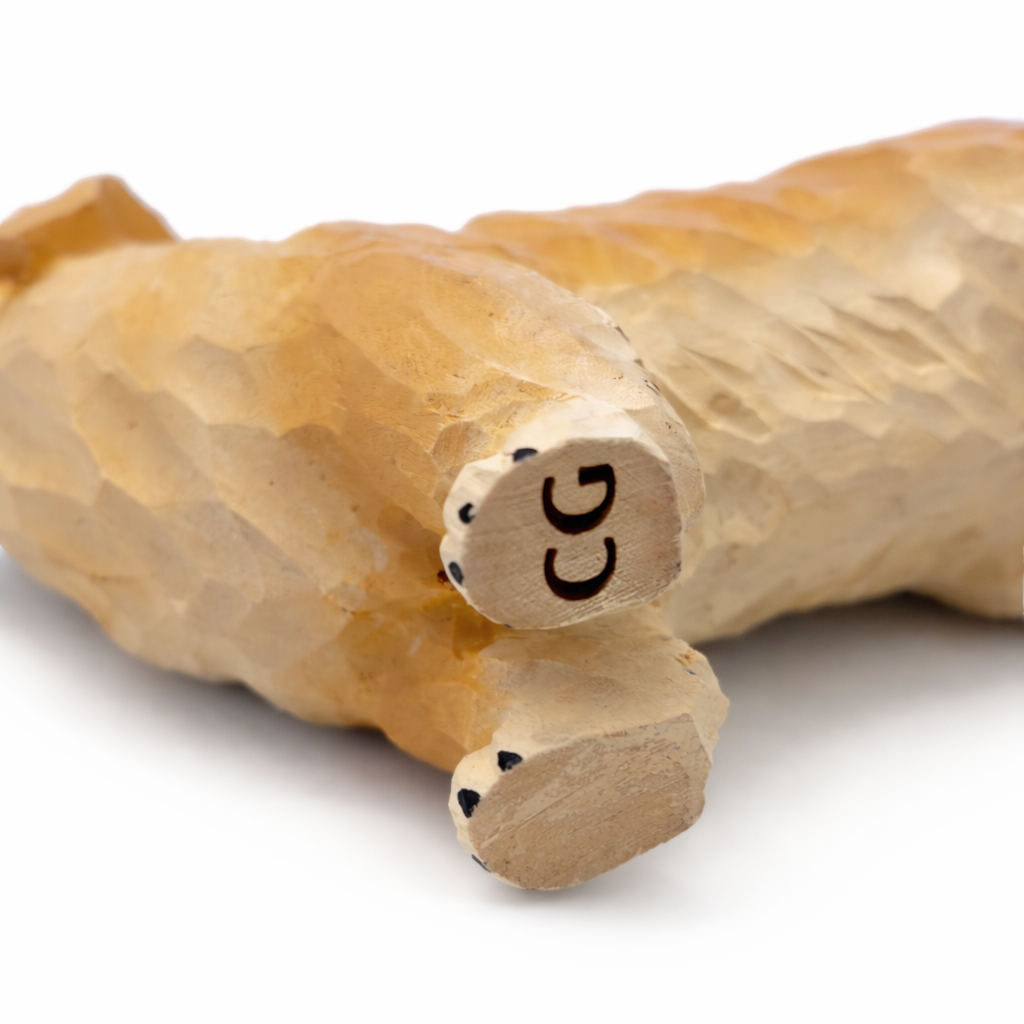 Hand-Carved Golden Retriever Wooden Figurine