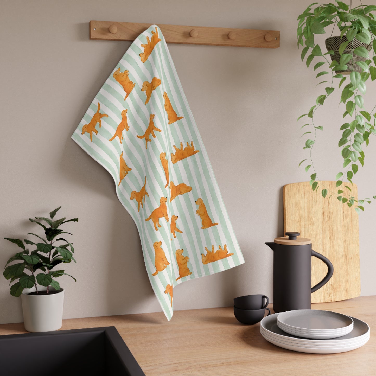 Red Golden Retriever Tea Towel