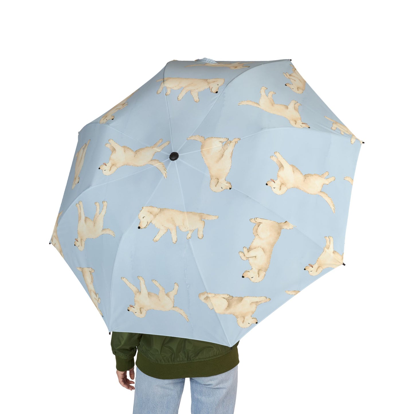 Cream Golden Retriever Compact Umbrella