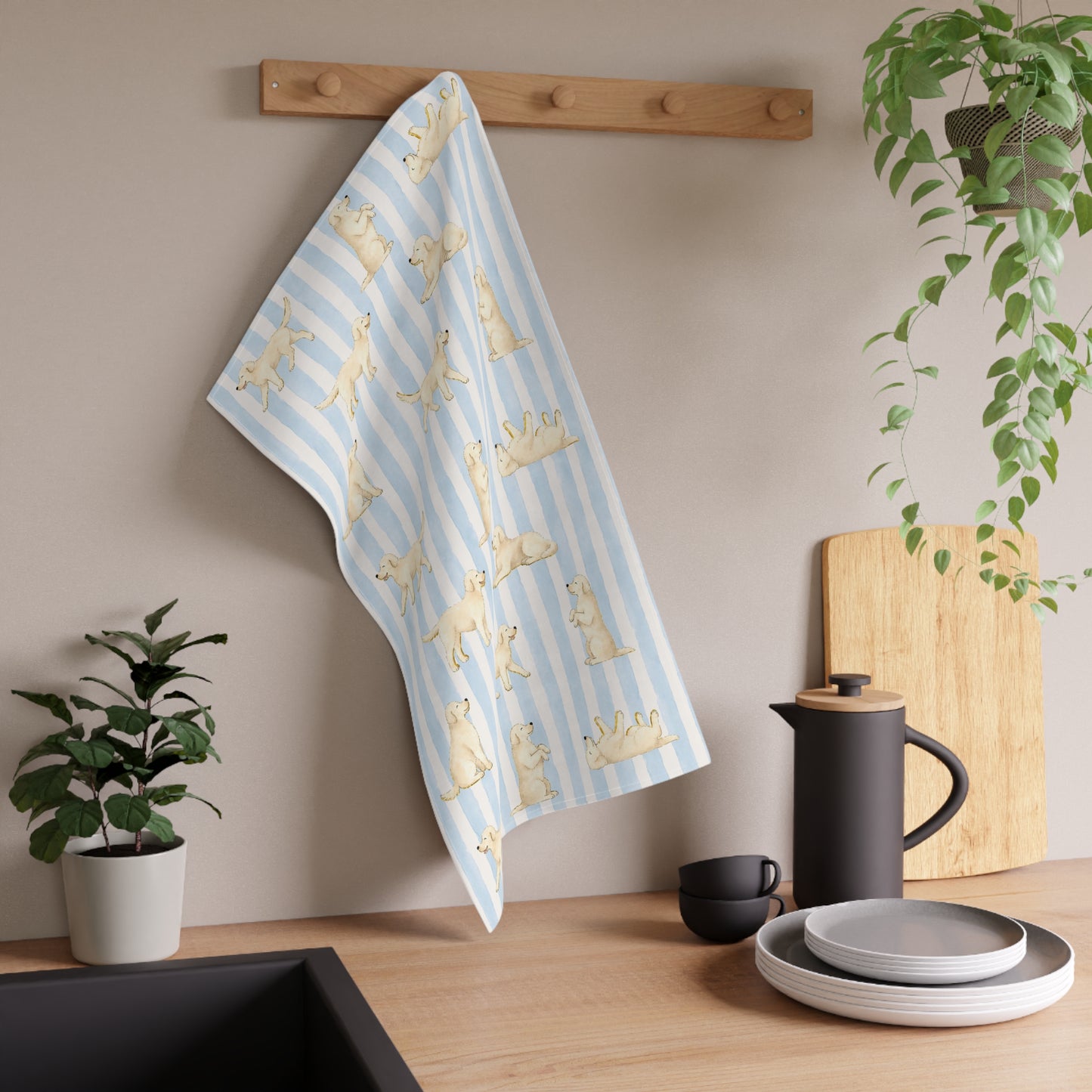 Cream Golden Retriever Tea Towel
