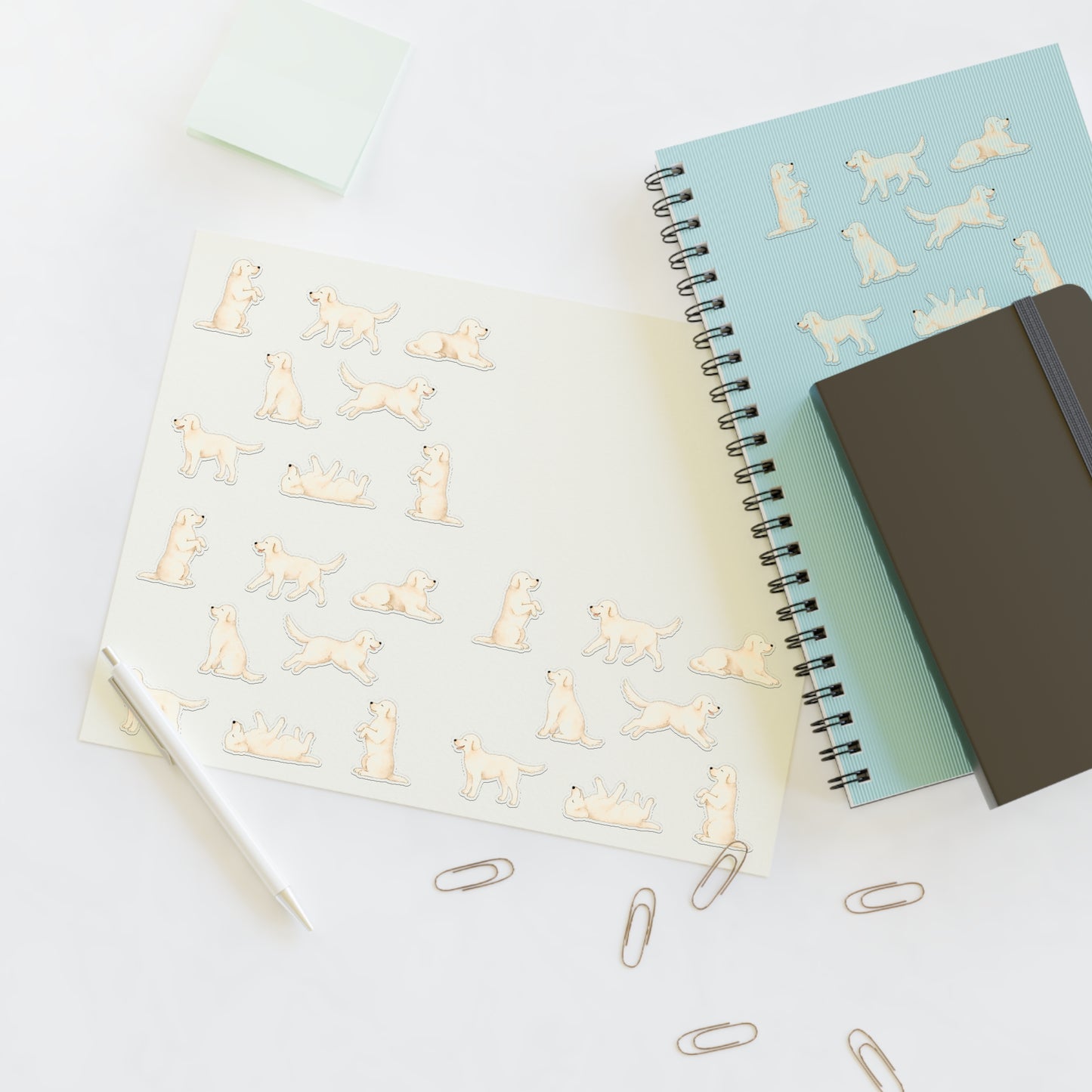 Cream Golden Retriever Sticker Sheet