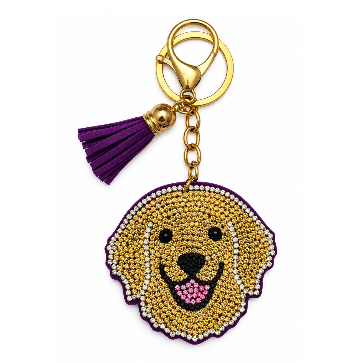 Bedazzled Golden Retriever Keychain Bag Charm