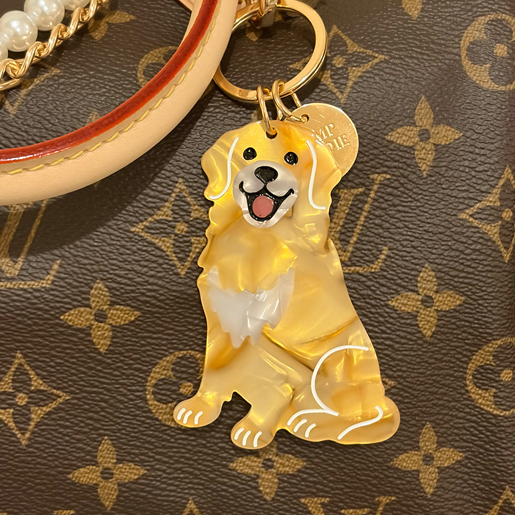 Golden Retriever Acrylic Bag Charm Keychain