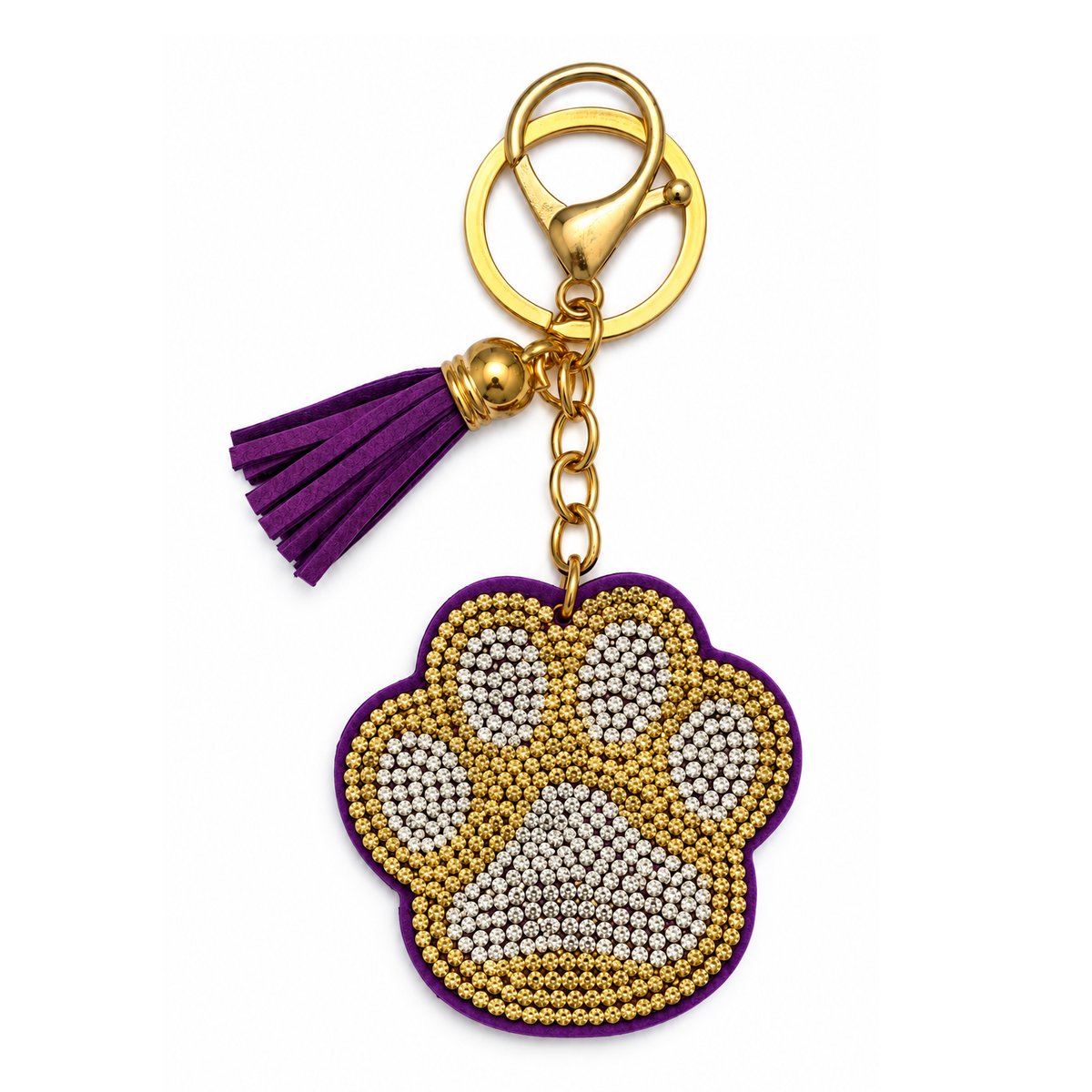 Bedazzled Paw Print Keychain Bag Charm