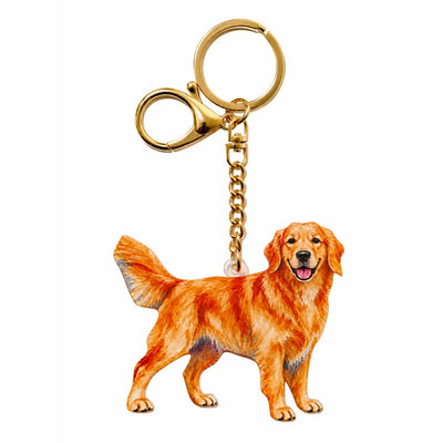 Acrylic Red Golden Retriever Keychain Bag Charm